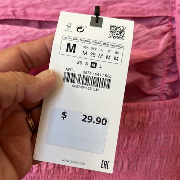 Zara Pink Draped Ruched High Neck Crop Top NWT - Picture 6 of 8